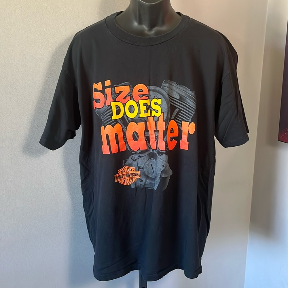 Harley Davidson VTG XXL Size Does Matter 1991 Shirt Single Stitch